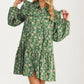 Floral Ruffle Tiered Mini Dress With Long Sleeves