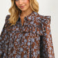 Floral Ruffle Tiered Mini Dress With Long Sleeves