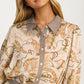 Long Sleeve Printed Shirt Dress with Belt and Button Front