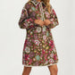 Floral Embroidered Long Sleeve Mini Dress With Trim