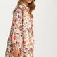 Floral Embroidered Long Sleeve Mini Dress With Trim