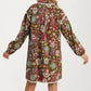 Floral Embroidered Long Sleeve Mini Dress With Trim