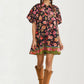 Button Front Shirt Dress with Bold Floral Print