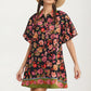 Button Front Shirt Dress with Bold Floral Print
