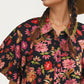 Button Front Shirt Dress with Bold Floral Print