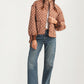 Floral Quilted Jacket with Ribbon Cuffs and Open Front