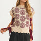 Sleeveless Sweater Vest With Floral Jacquard And Ribbon Ties