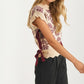 Sleeveless Sweater Vest With Floral Jacquard And Ribbon Ties