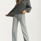 Oversized Brushed Pullover With Contrast Stitch Detail