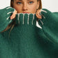 Oversized Sweater With Contrast Trim In Emerald Green