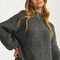Oversized Brushed Pullover With Contrast Stitch Detail