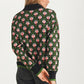 Floral Jacquard Quarter-Zip Sweater with Ribbed Trim