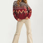 Southwestern Half-Zip Sweater with Bold Geometric Pattern