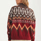 Southwestern Half-Zip Sweater with Bold Geometric Pattern