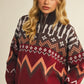 Southwestern Half-Zip Sweater with Bold Geometric Pattern