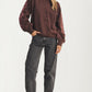 Floral Embroidered Sleeve Sweater with Relaxed Silhouette