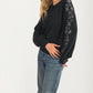 Floral Embroidered Sleeve Sweater with Relaxed Silhouette