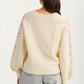 Floral Embroidered Sleeve Sweater with Relaxed Silhouette