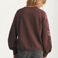 Floral Embroidered Sleeve Sweater with Relaxed Silhouette