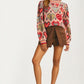 Colorful Heart Print Knit Sweater With Long Sleeves