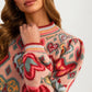 Colorful Heart Print Knit Sweater With Long Sleeves