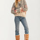 Fair Isle Tie-Neck Knitted Sweater