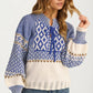 Fair Isle Tie-Neck Knitted Sweater