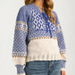 Fair Isle Tie-Neck Knitted Sweater