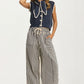 Sleeveless Knit Vest with Oversized Bow Collar and Contrast Trim