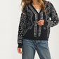 Patterned Button Cardigan with Relaxed Modern Fit