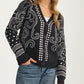 Patterned Button Cardigan with Relaxed Modern Fit