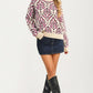 Floral Jacquard Crewneck Sweater in Ivory and Red