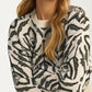 Ivory Green Floral Knit Sweater with Relaxed Fit