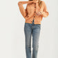 Striped Knit Button Cardigan with Tie-Neck Scarf Detail