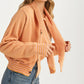 Striped Knit Button Cardigan with Tie-Neck Scarf Detail