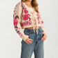 Floral Tie-Front Cardigan with Cropped Feminine Silhouette