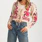 Floral Tie-Front Cardigan with Cropped Feminine Silhouette
