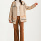 Scallop Trim Cardigan With Geometric Knit Pattern