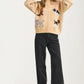 Button Front Dog Print Knit Cardigan With Relaxed Fit
