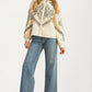 Western Embroidered Long Sleeve Cream Blouse