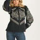 Black Embroidered Western Button-Up Blouse