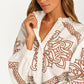 Ivory Embroidered Western Button-Up Blouse