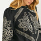 Black Embroidered Western Button-Up Blouse