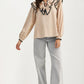 Ruffle Trim Blouse With Oversized Contrast Collar