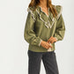 Olive Ruffle Trim Top With Tassel Tie Neckline