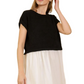 Chic Black and White Two-Tone Mini Gathered Dress