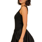 Sleek Black Knit Top and Woven Bubble Hem Mini Dress