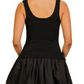Sleek Black Knit Top and Woven Bubble Hem Mini Dress