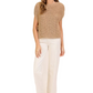 Camel Sleeveless Knit Sweater with Side Tie Detail