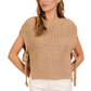 Camel Sleeveless Knit Sweater with Side Tie Detail